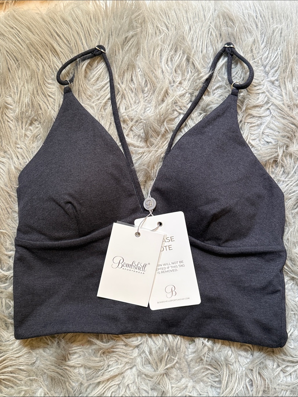 Bombshell Sportswear Black Seamless V-Neck Crop Bralette